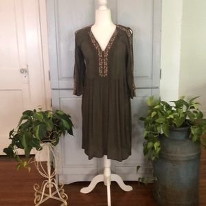 Knox Rose Olive Green Boho  Dress